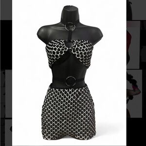 Chic Black and White Patterned Dress